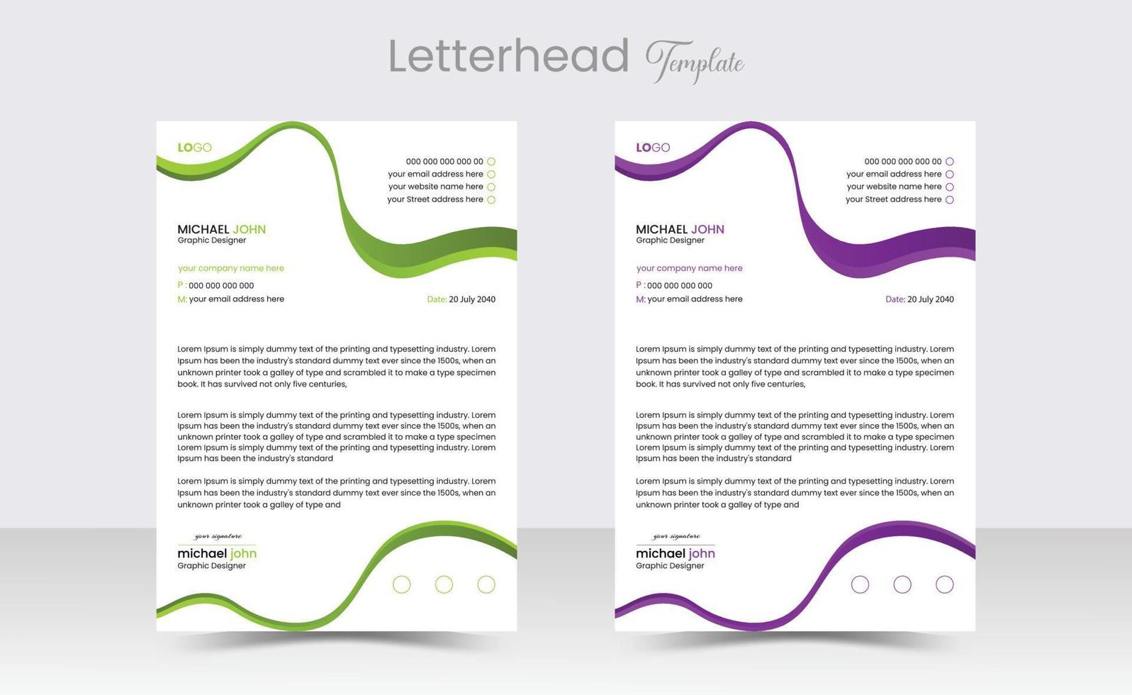 corporate modern letterhead design template. creative modern letterhead design template for your project. letterhead, letterhead, Business letterhead design. Pro Vector