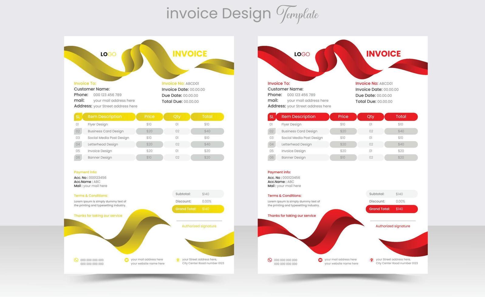 Minimal Corporate Business Invoice design template vector illustration bill form price invoice. Creative invoice template vector. business stationery design payment agreement design template