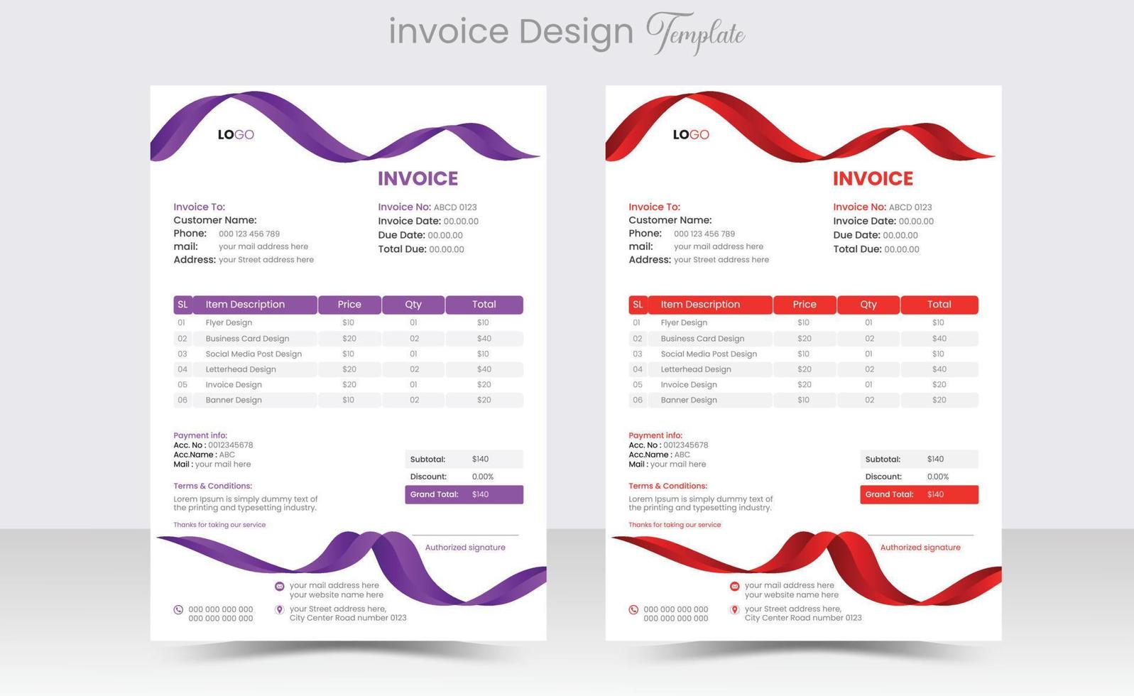 Minimal Corporate Business Invoice design template vector illustration bill form price invoice. Creative invoice template vector. business stationery design payment agreement design template