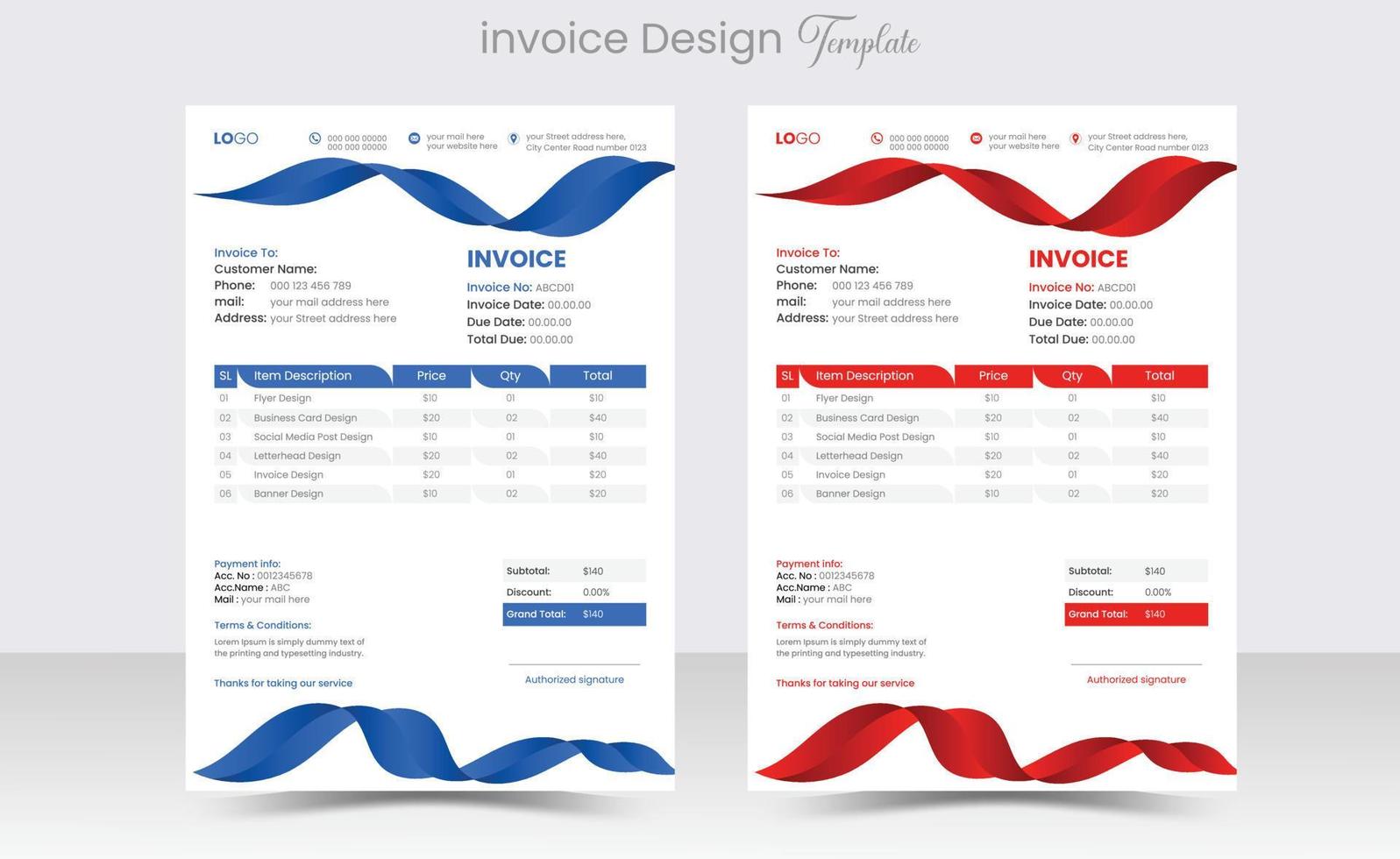 Minimal Corporate Business Invoice design template vector illustration bill form price invoice. Creative invoice template vector. business stationery design payment agreement design template