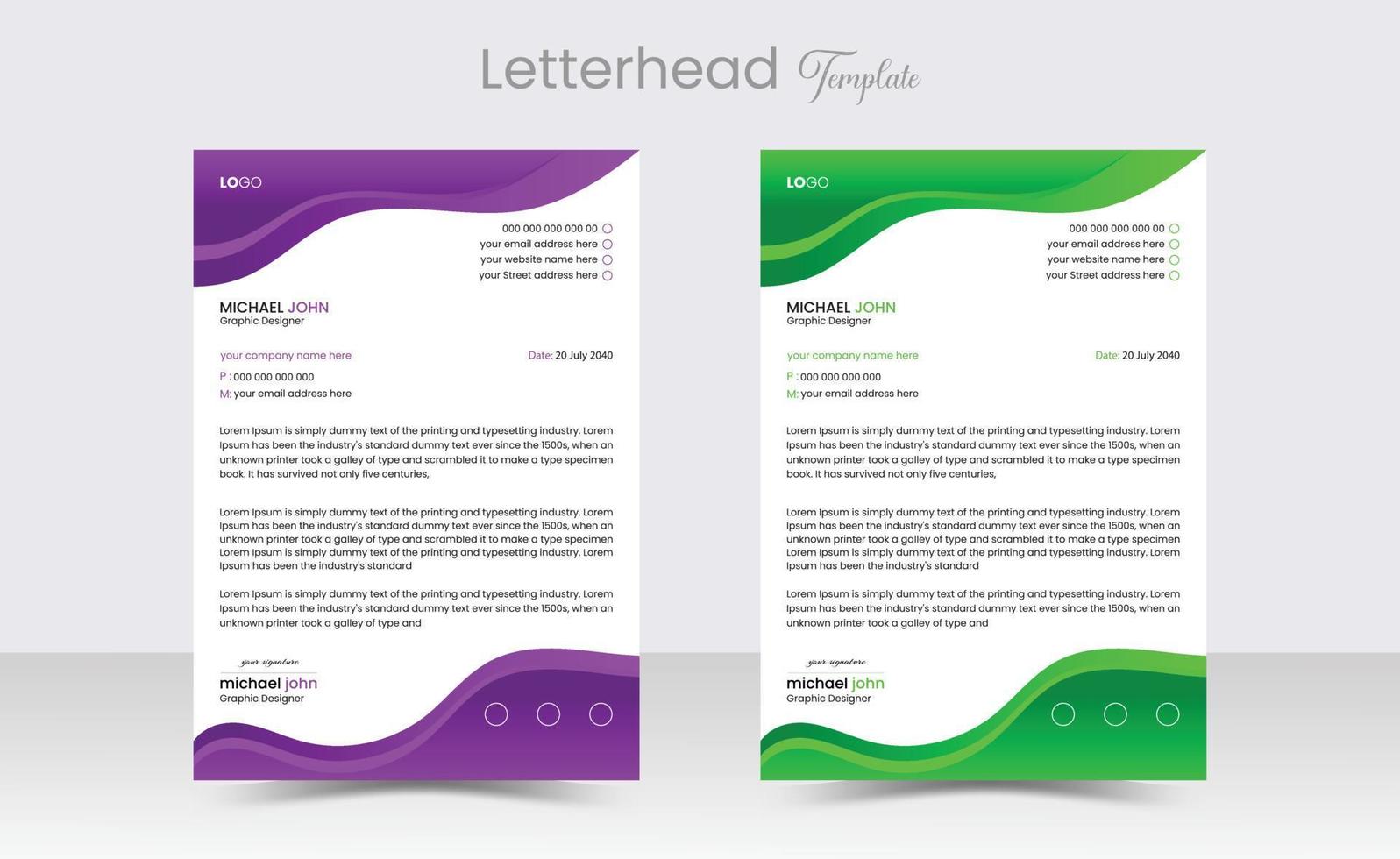 corporate modern letterhead design template. creative modern letterhead design template for your project. letterhead, letterhead, Business letterhead design. Pro Vector