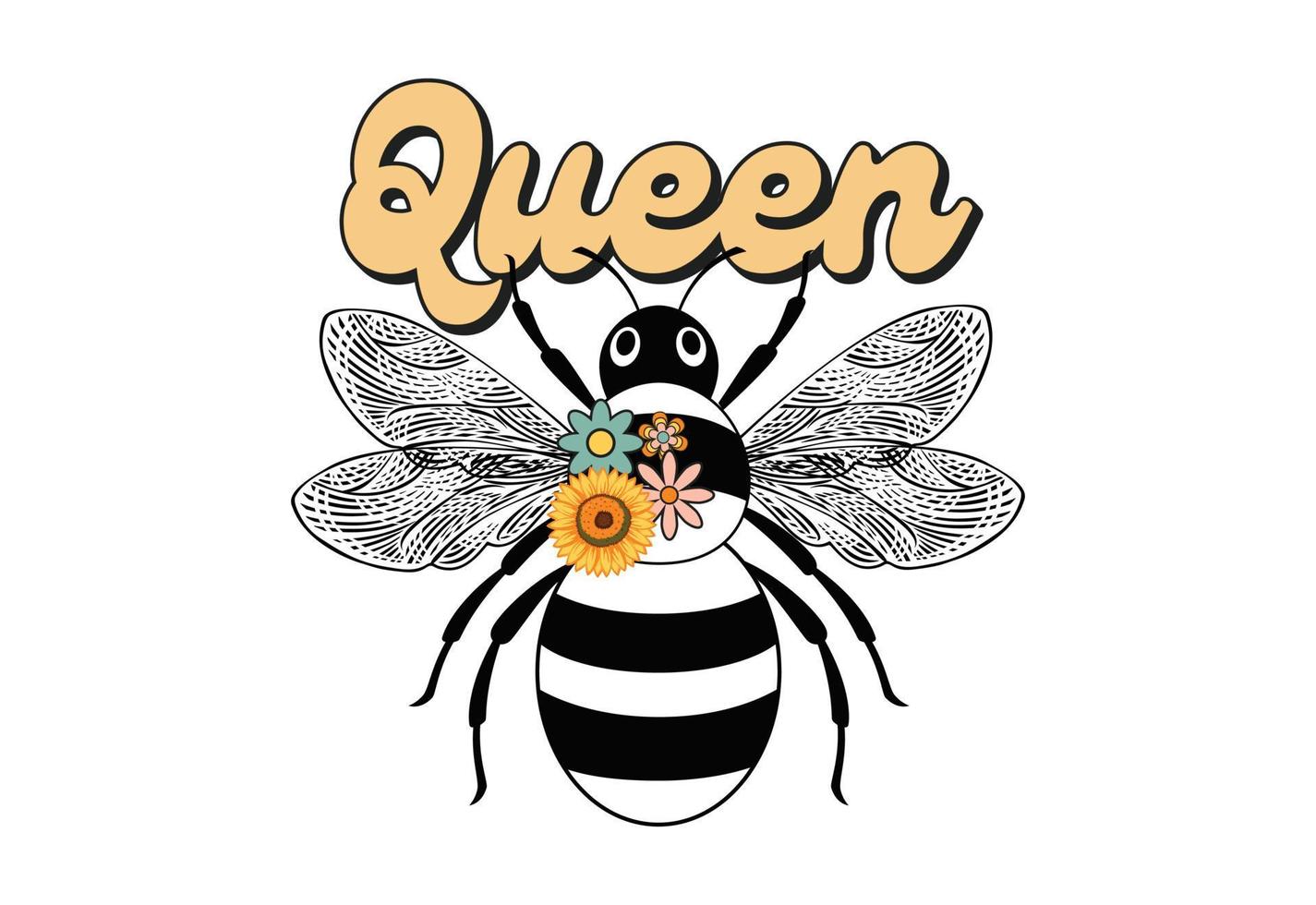 Queen, Retro Bee Quote vector