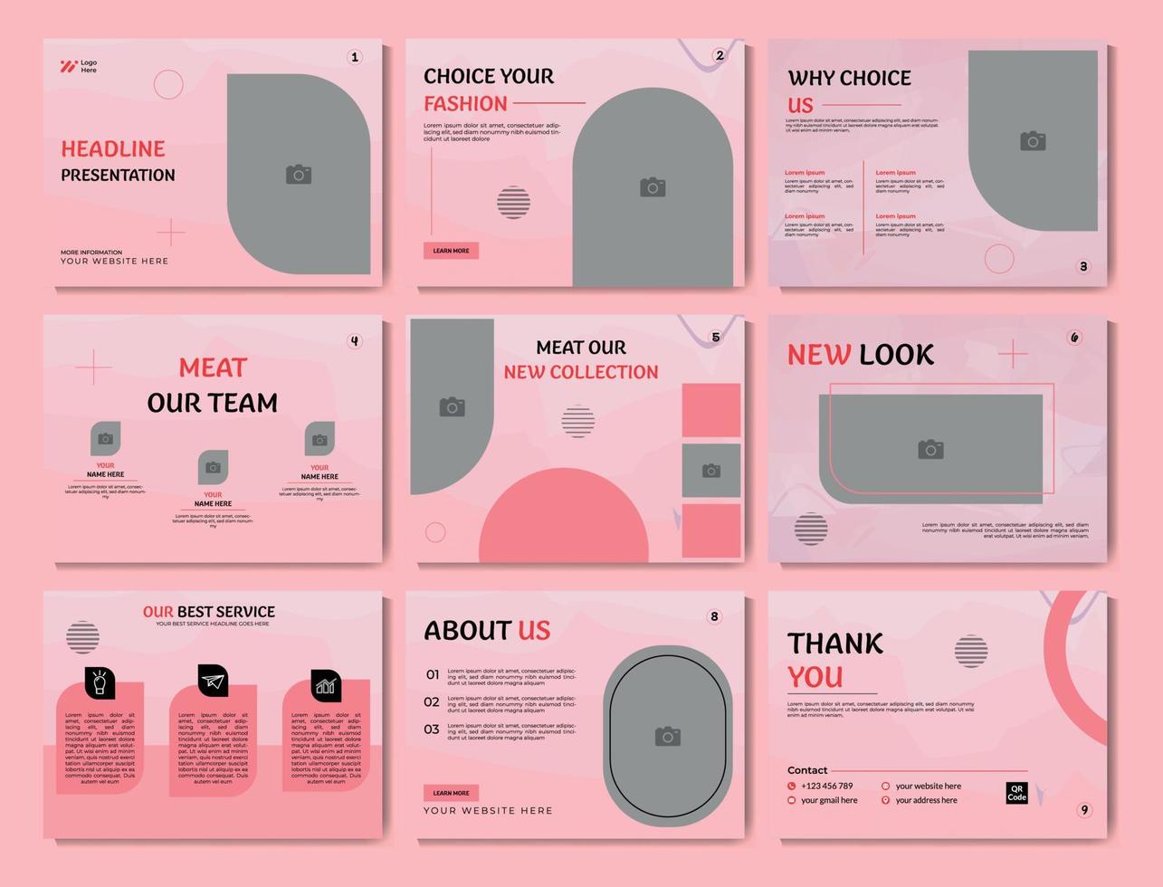 fashion presentation slides template design vector