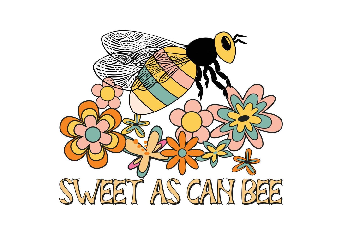 Sweet As Can Bee, Retro Bee Quote vector