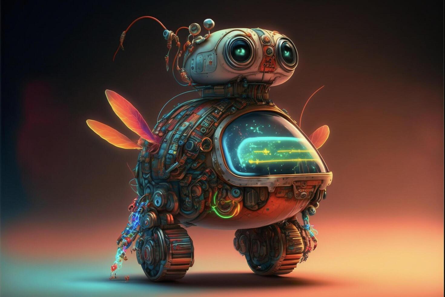 small robot sitting on top of a table. . photo