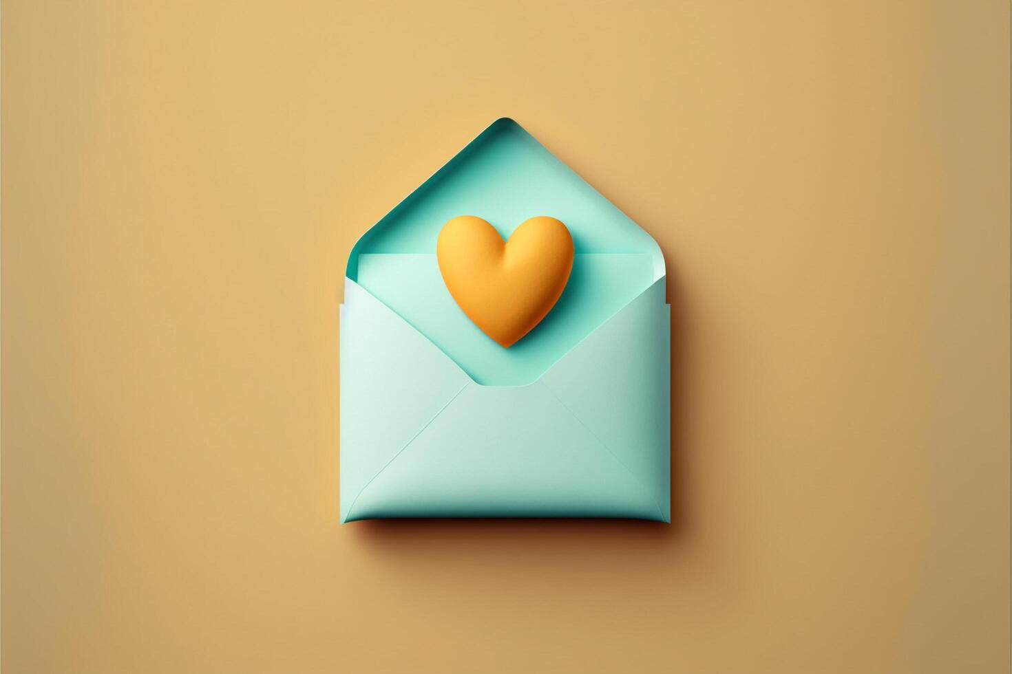 an open envelope with a heart in it. . photo