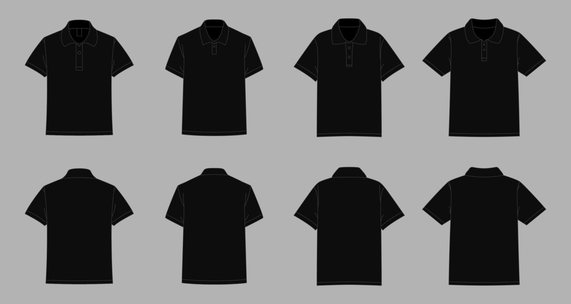 Black Outline Polo Shirt Mockup vector