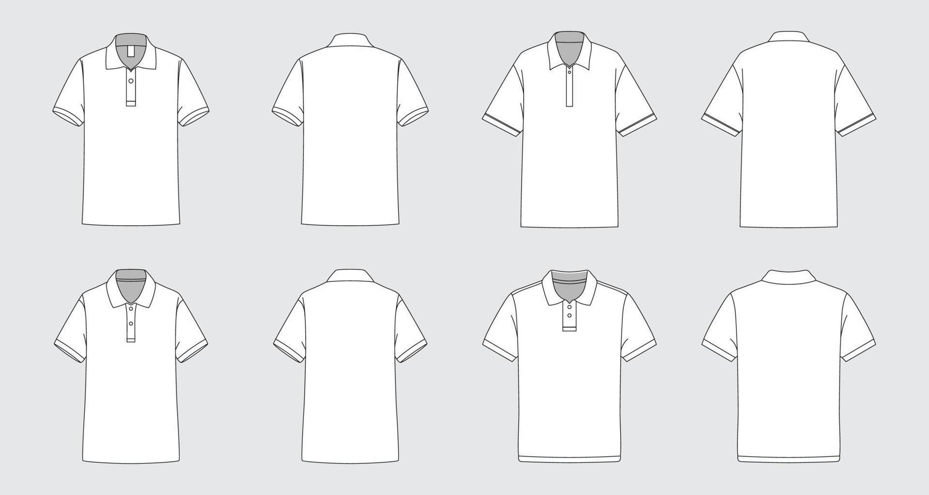 blanco contorno polo camisa Bosquejo vector