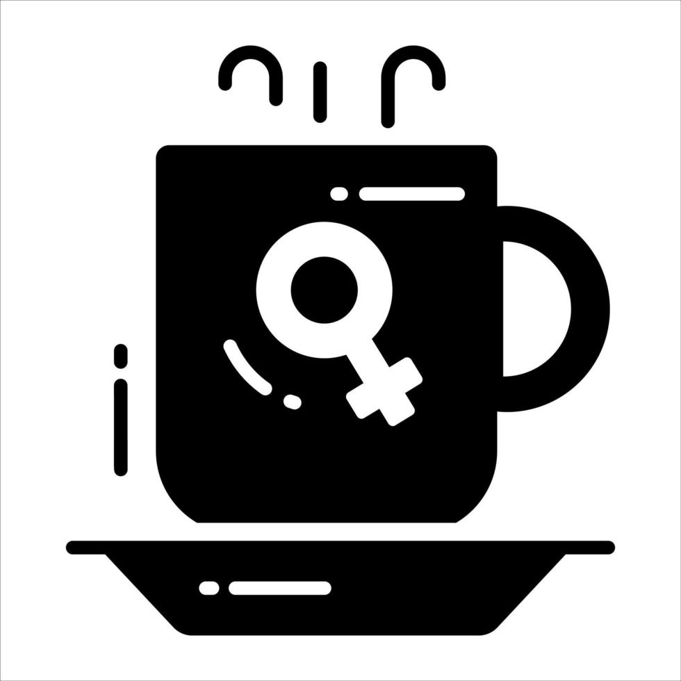 taza para té con hembra símbolo, icono de mujer té taza vector