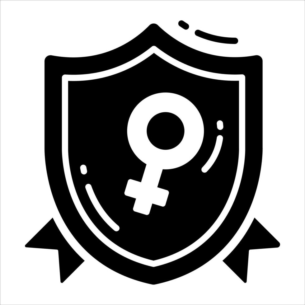 Shield badge having female symbol concept of women day badge vector