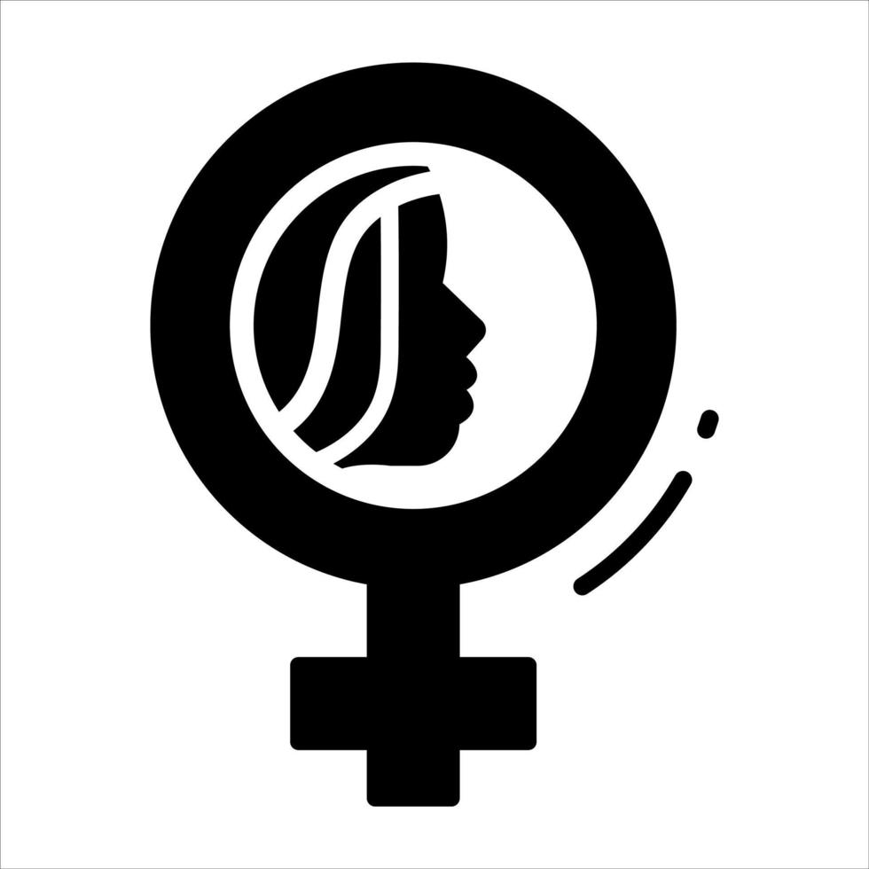 Woman face inside female gender symbol, vector design of feminism