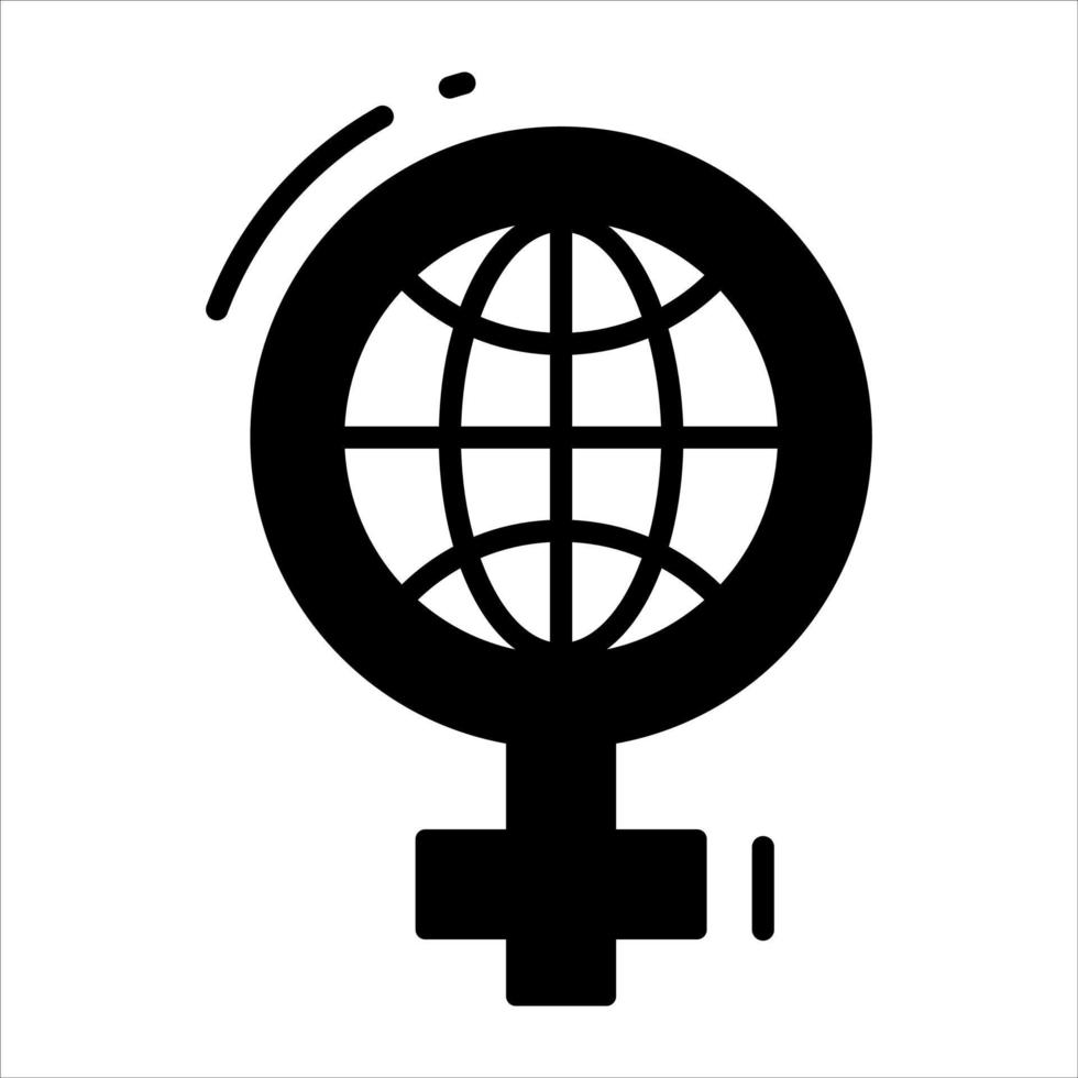 World globe inside the feminine symbol, icon of world women day vector