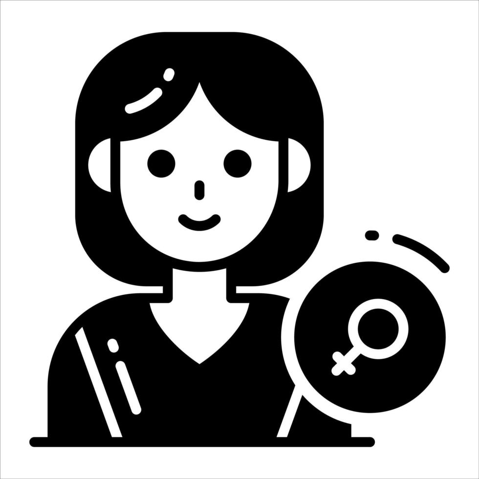 Girl with feminine symbol, vector design of women day