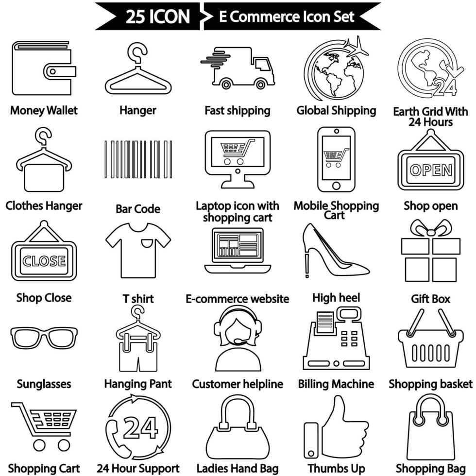 E Commerce Line Icon Set vector