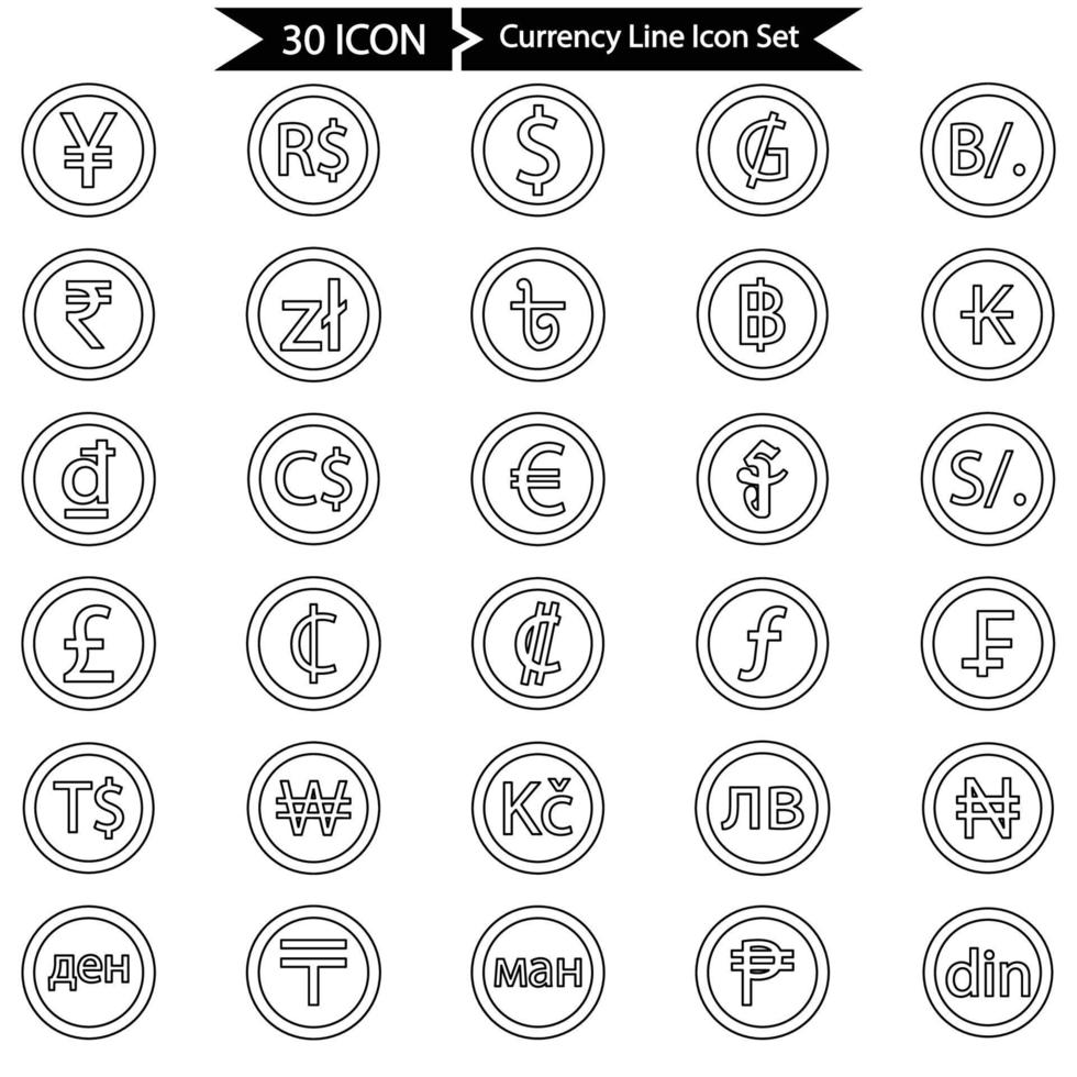 Currency Symbol Line Icon Pack vector