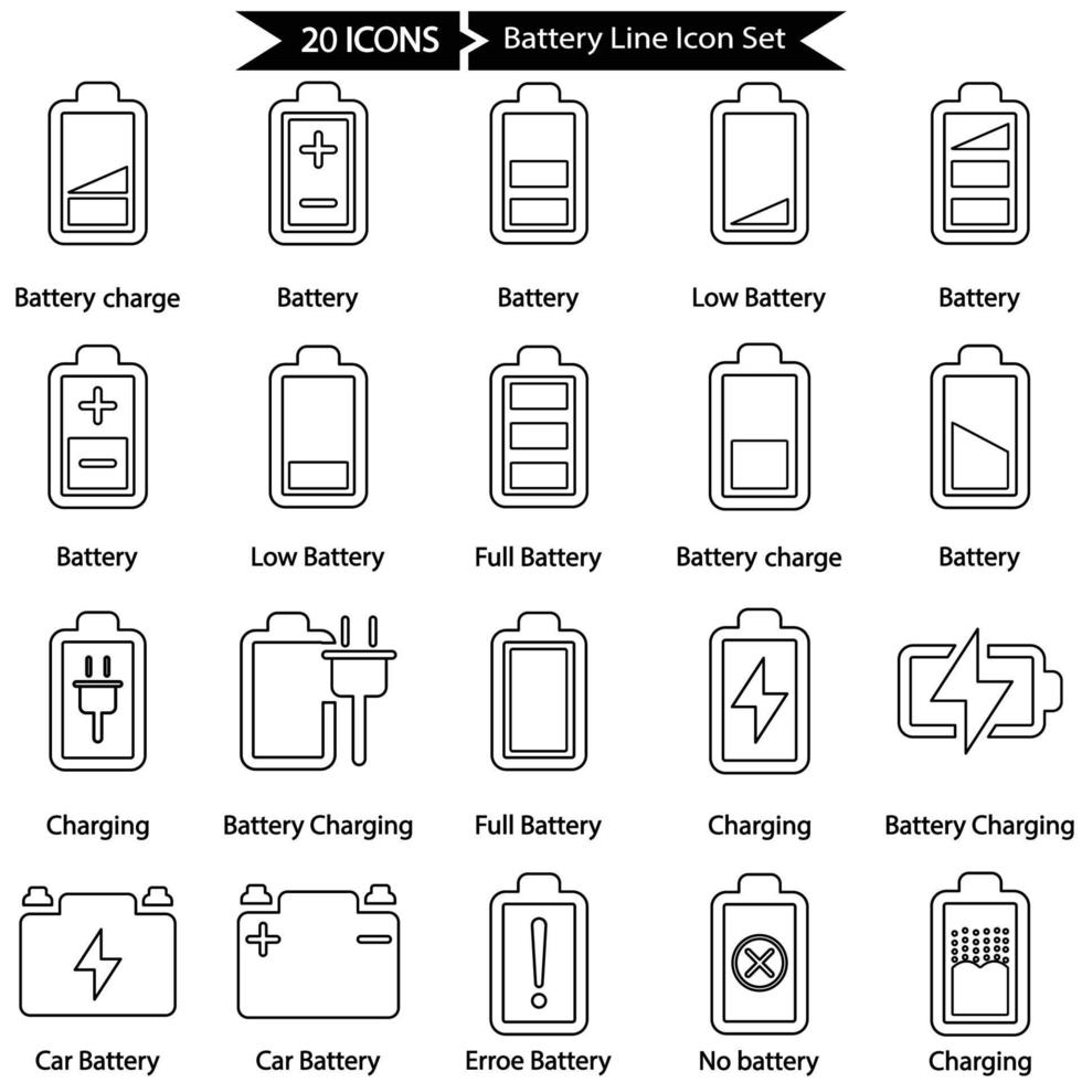 Battery Line Icon Set vector