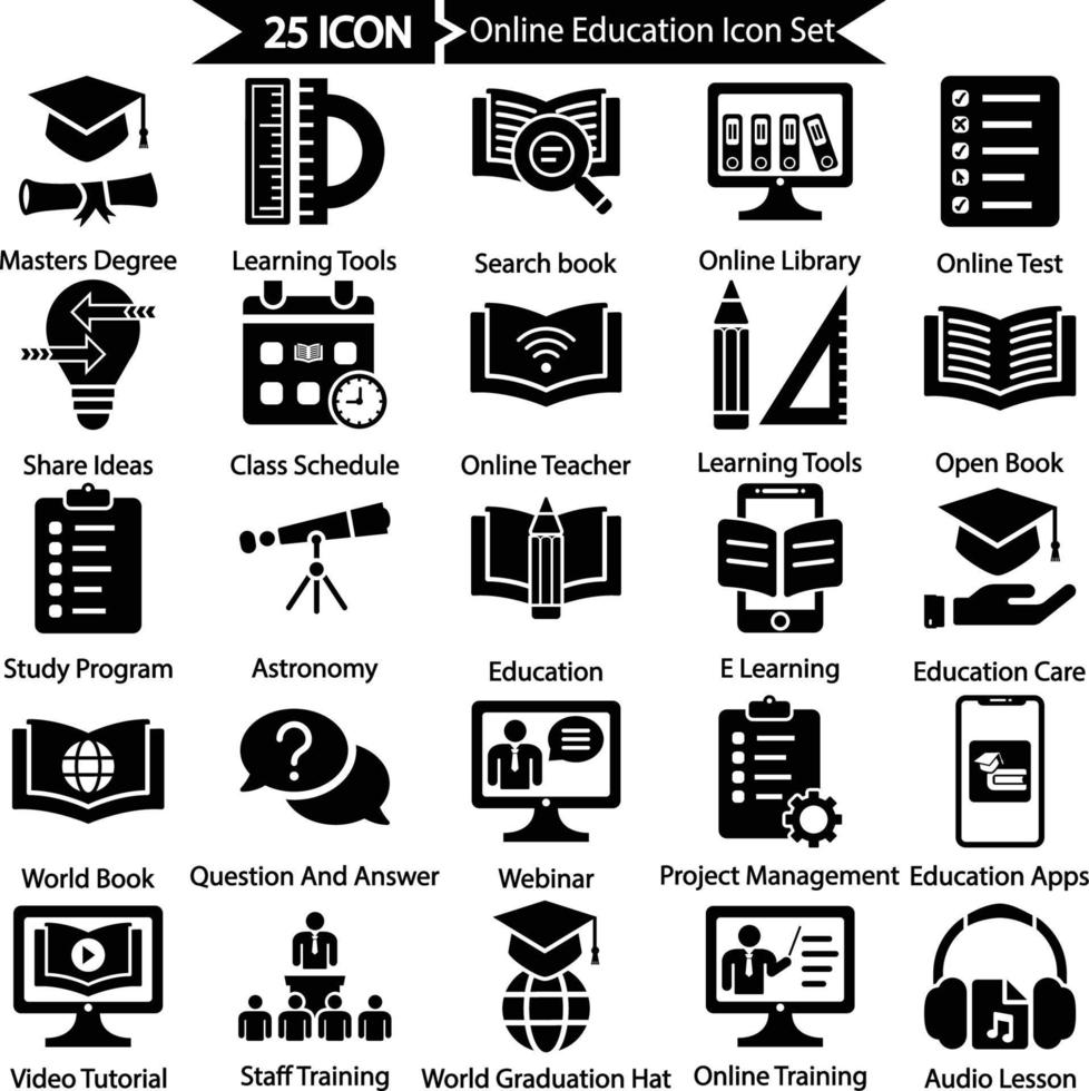 Online Education Icons Set vector