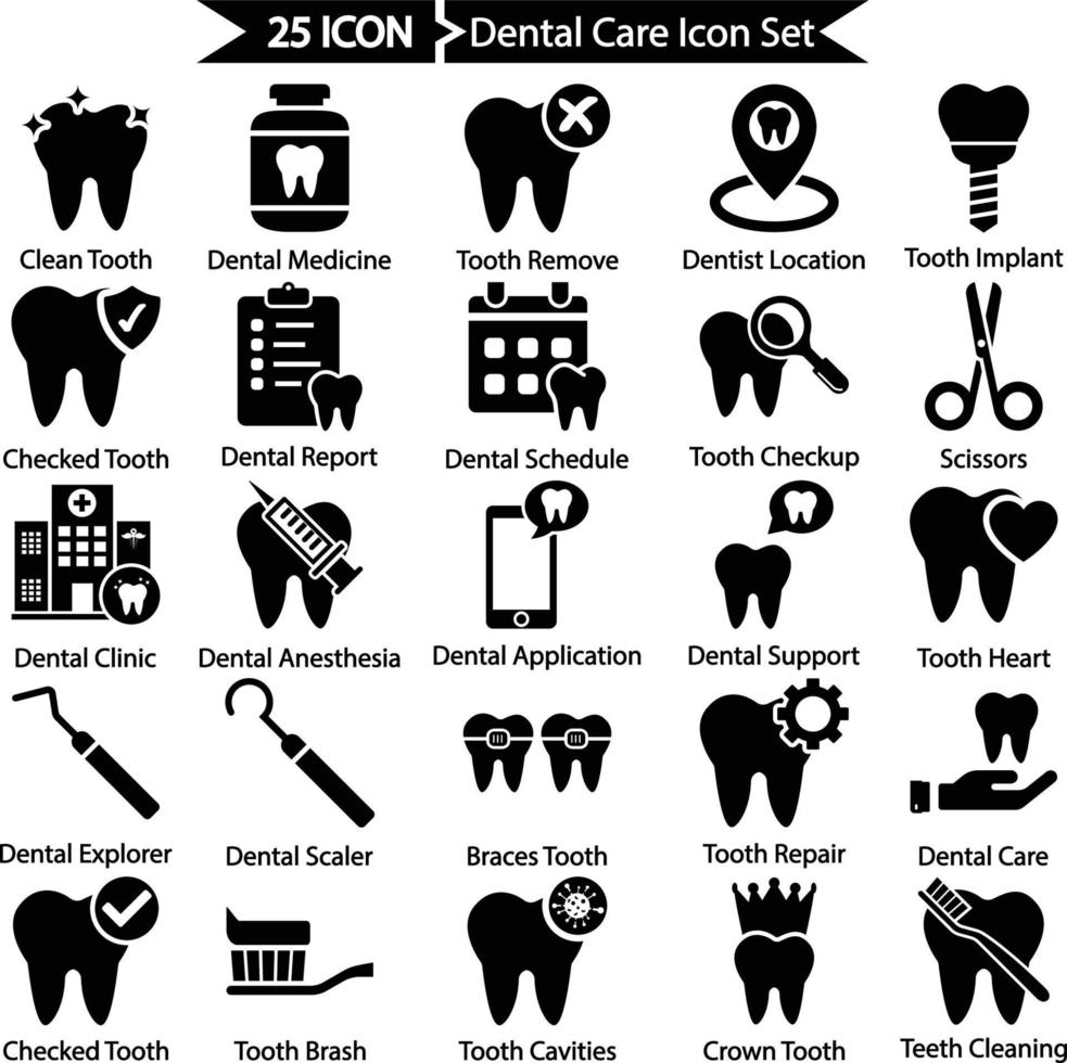 dental cuidado icono conjunto vector