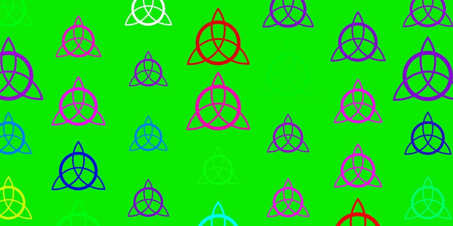 Light Pink, Green vector template with esoteric signs.