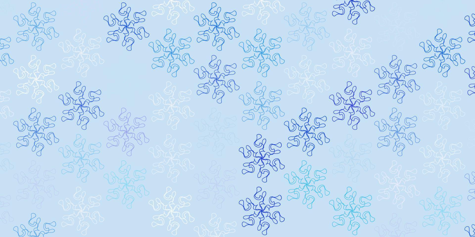 textura de doodle de vector azul claro con flores.