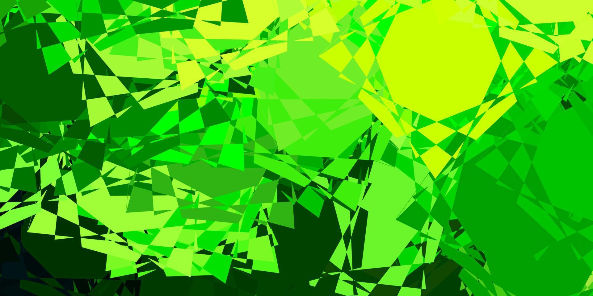 textura de vector verde oscuro, amarillo con triángulos al azar.