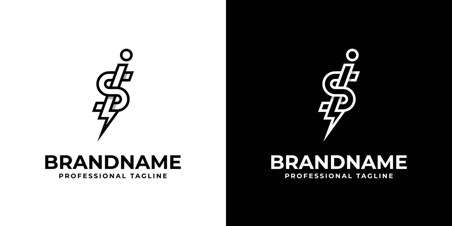 Letter IS Thunderbolt Logo, suitable for any business with IS or SI initials. vector