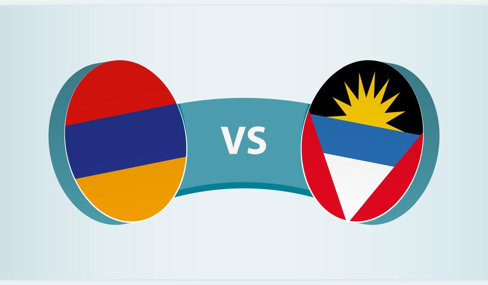 Armenia versus Antigua and Barbuda, team sports competition concept. vector