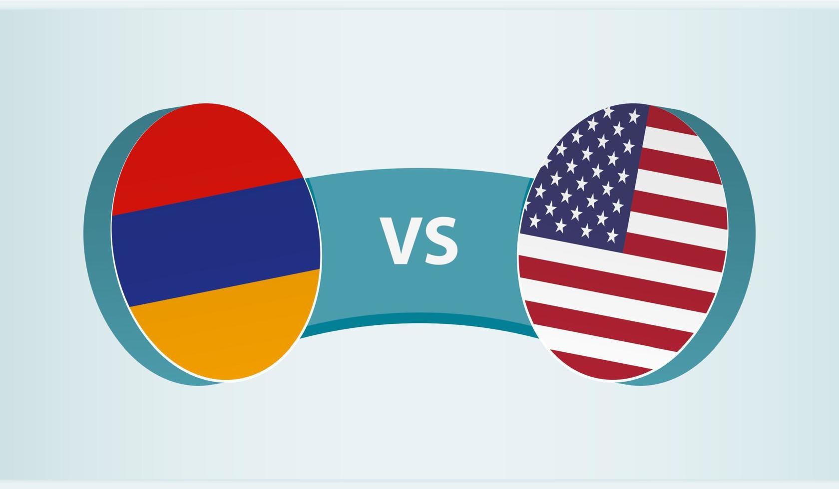 Armenia versus USA, team sports competition concept. vector