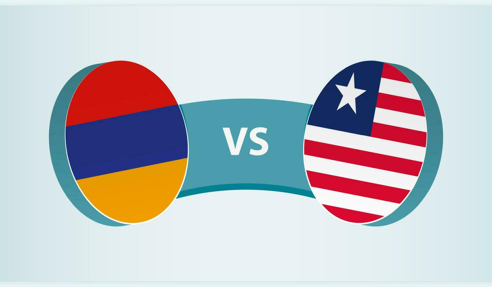 Armenia versus Liberia, equipo Deportes competencia concepto. vector
