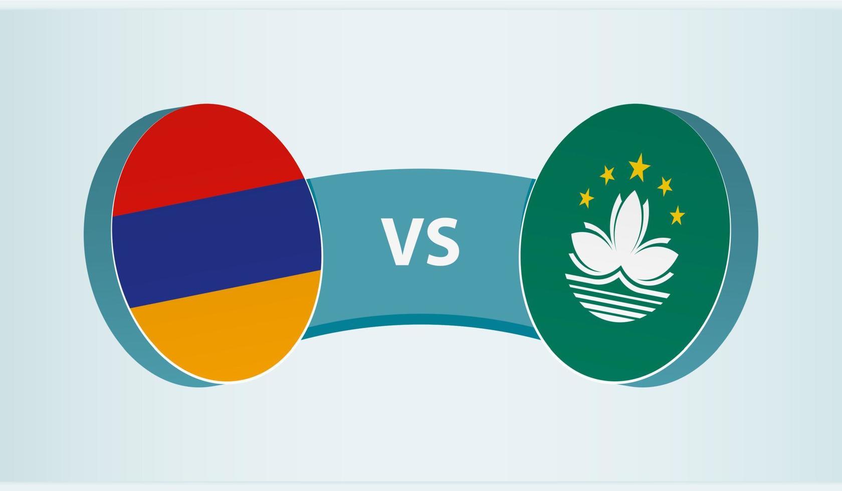 Armenia versus macao, equipo Deportes competencia concepto. vector