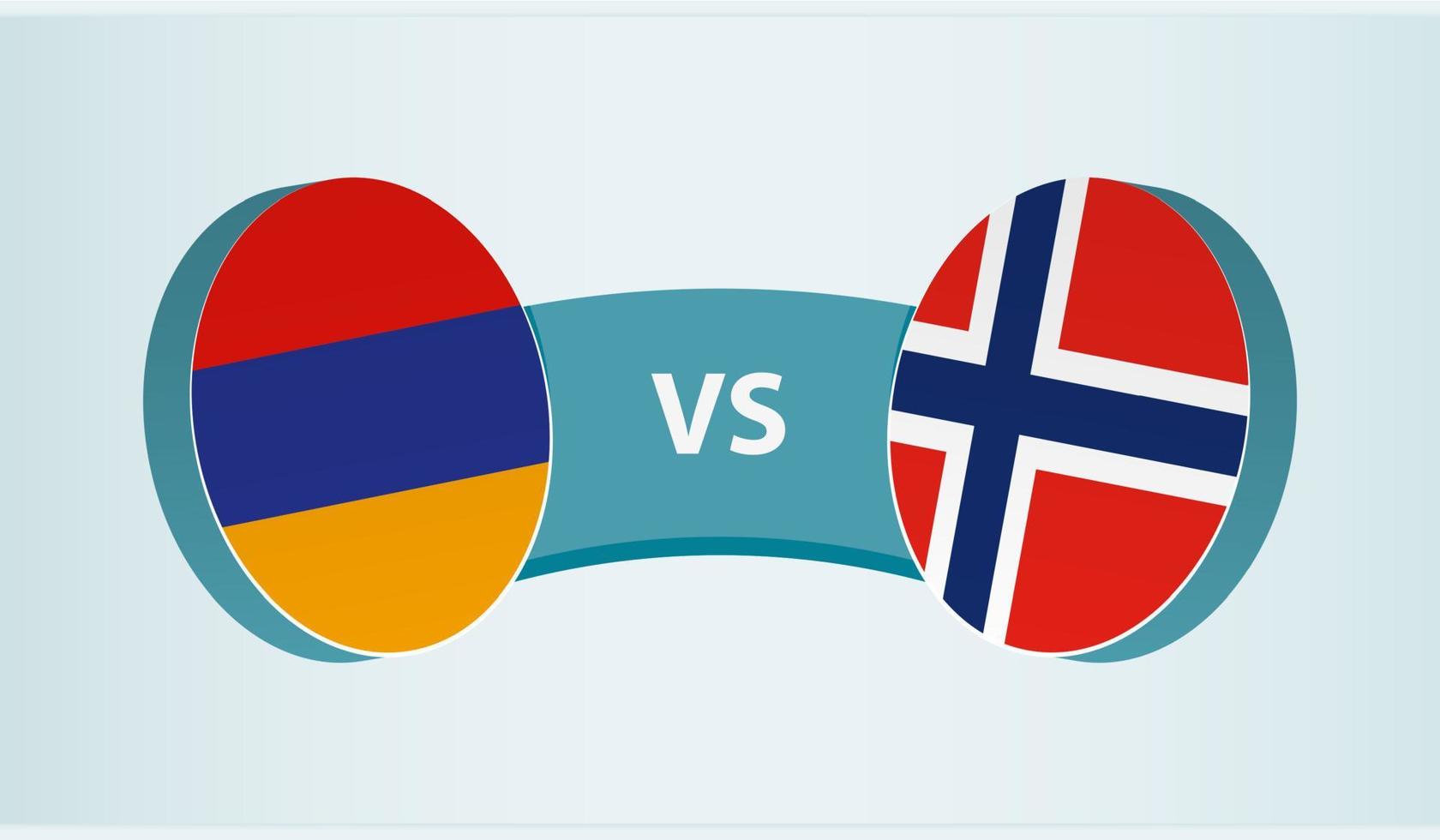 Armenia versus Noruega, equipo Deportes competencia concepto. vector