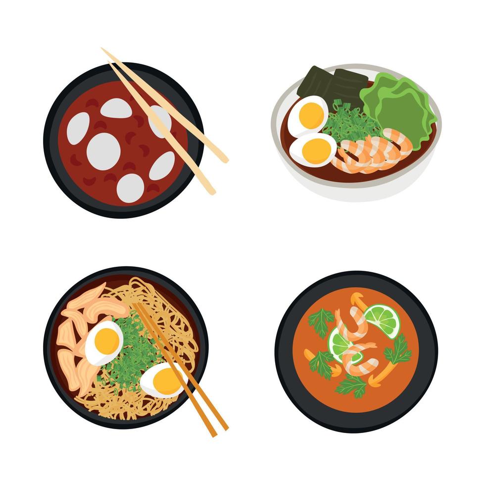 Asian cuisine soup set vector