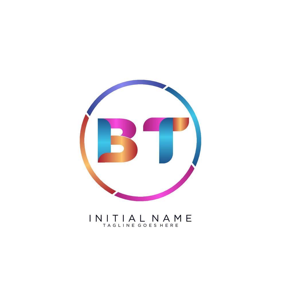 letra bt colorido logo prima elegante modelo vector