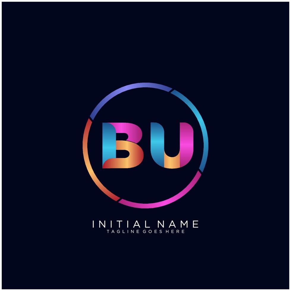 Letter BU colorfull logo premium elegant template vector