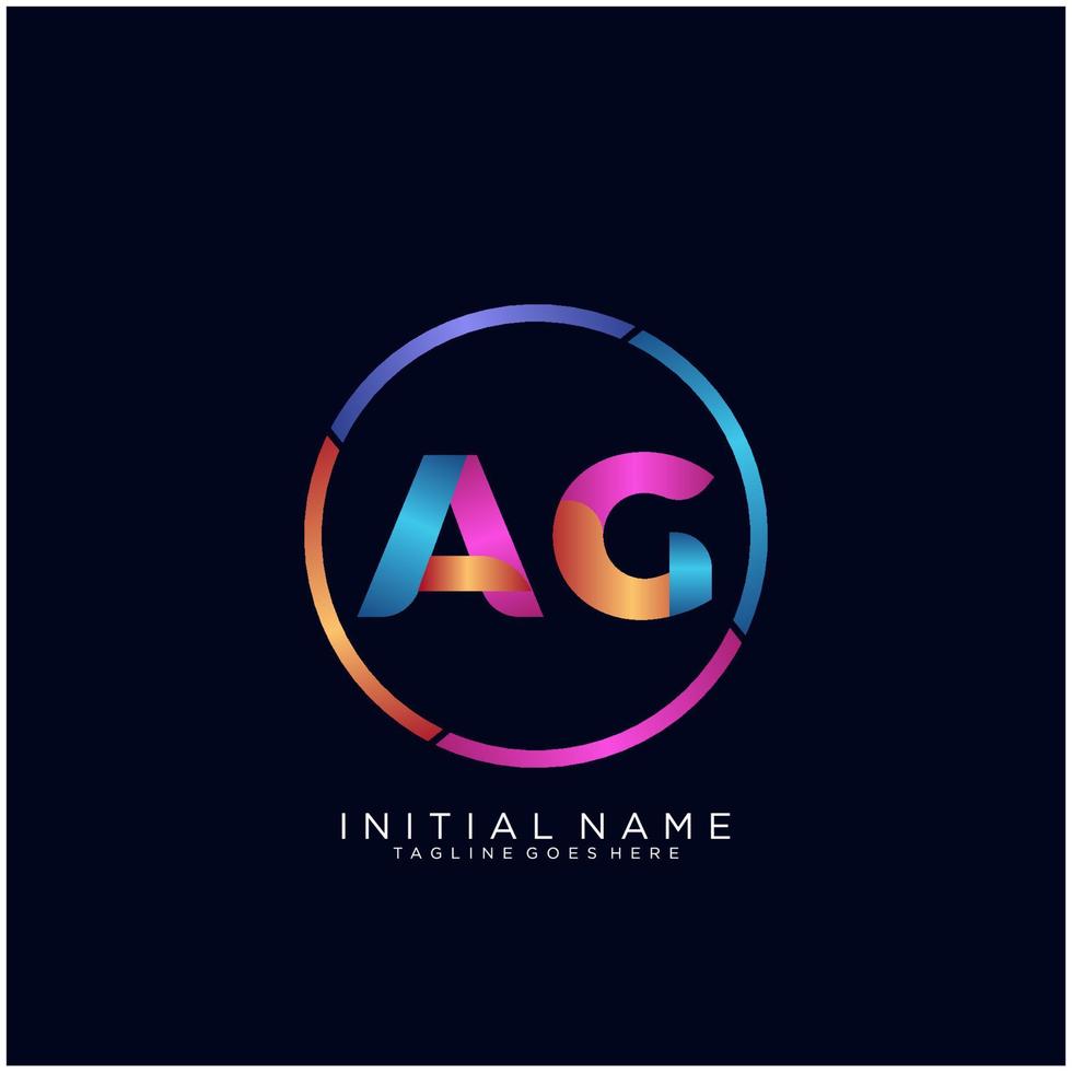 Letter AG colorfull logo premium elegant template vector