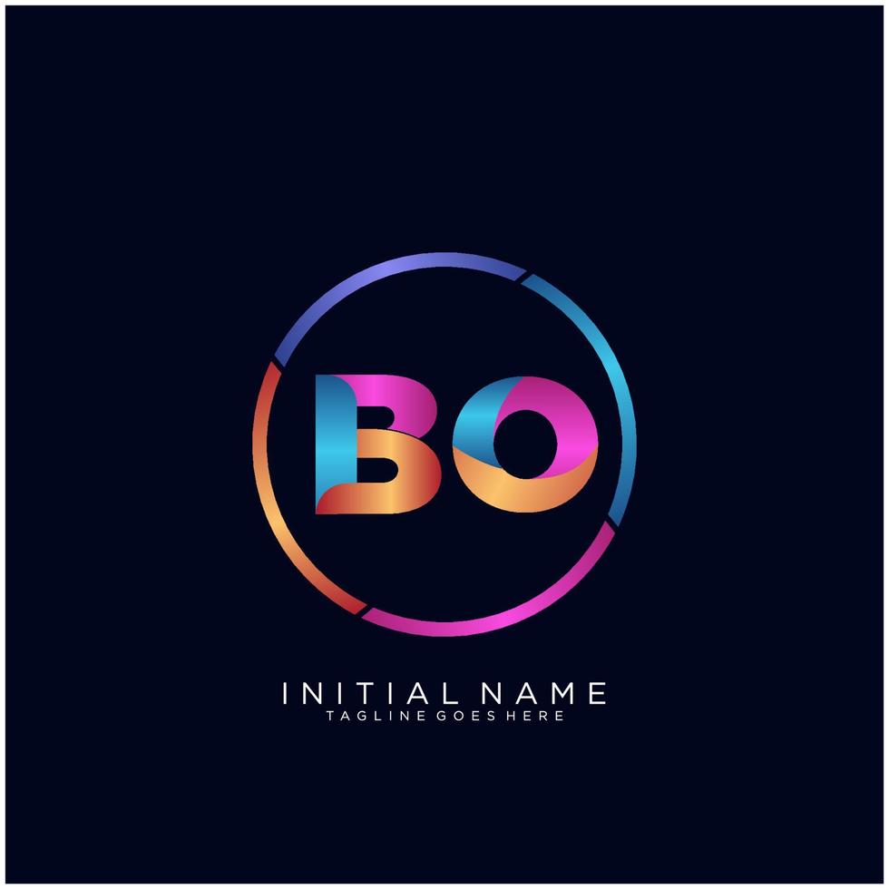 Letter BO colorfull logo premium elegant template vector