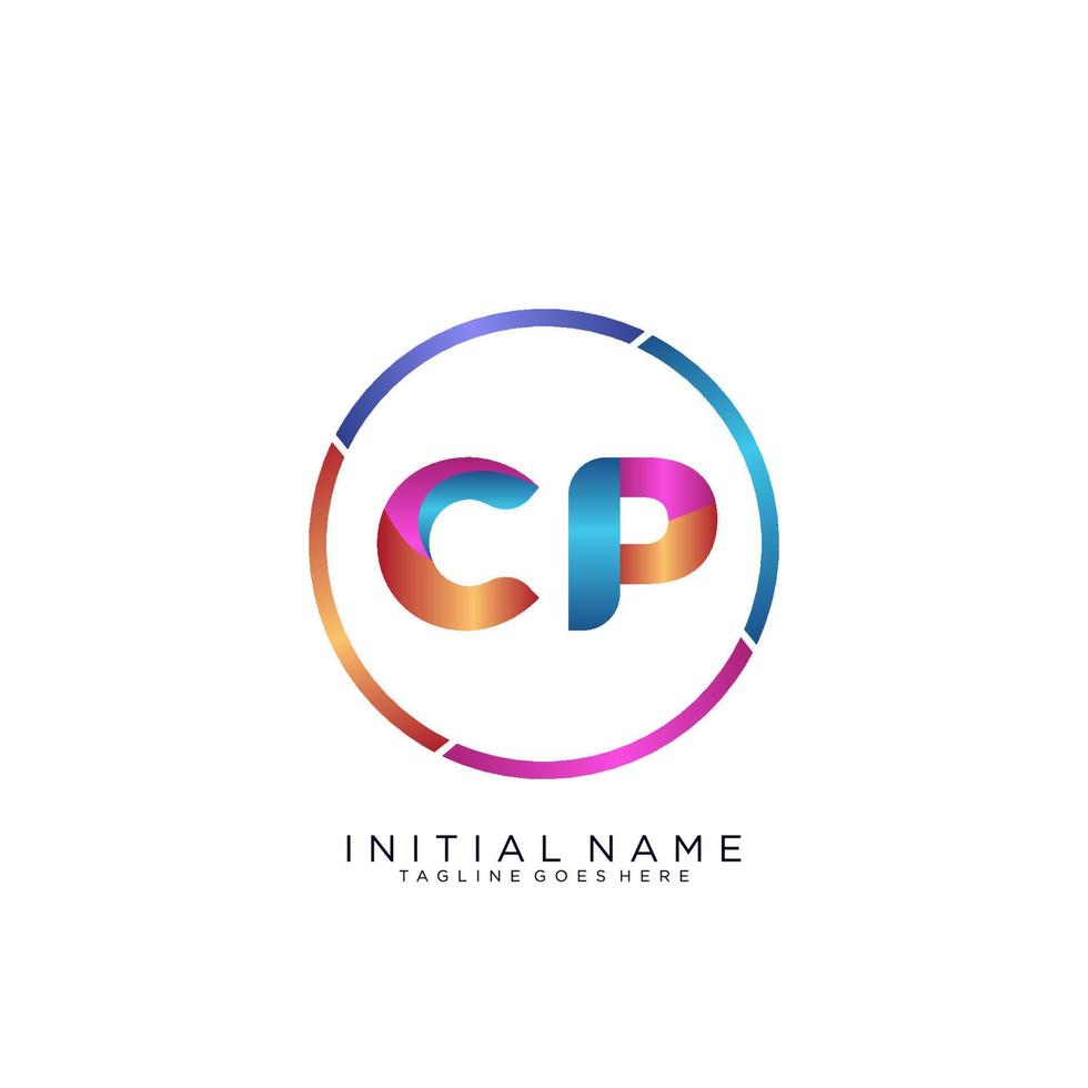 Letter CP colorfull logo premium elegant template vector