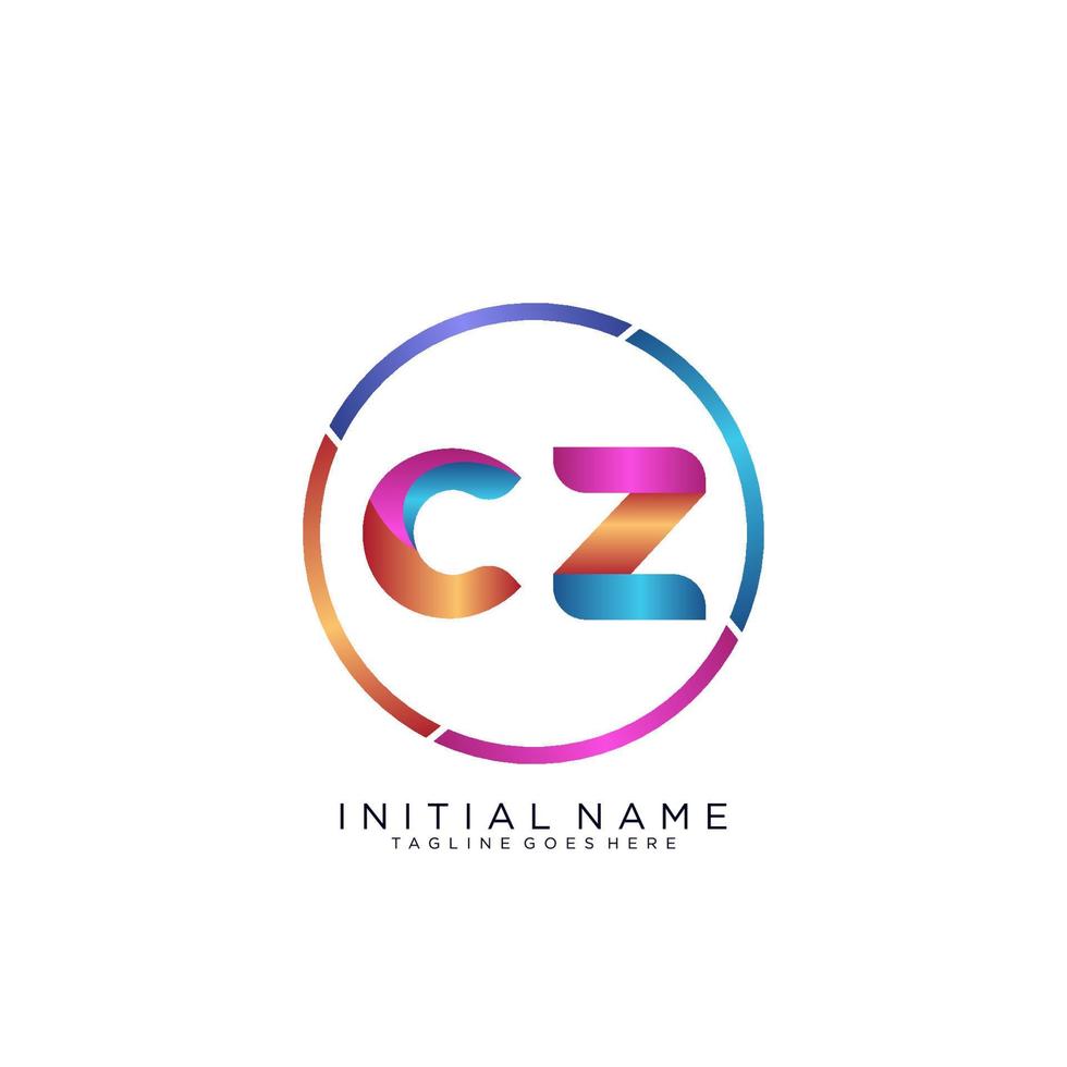 Letter CZ colorfull logo premium elegant template vector