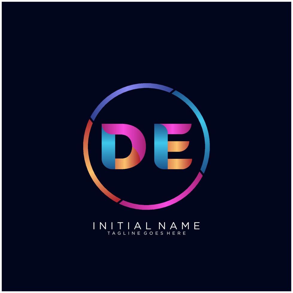 Letter DE colorfull logo premium elegant template vector