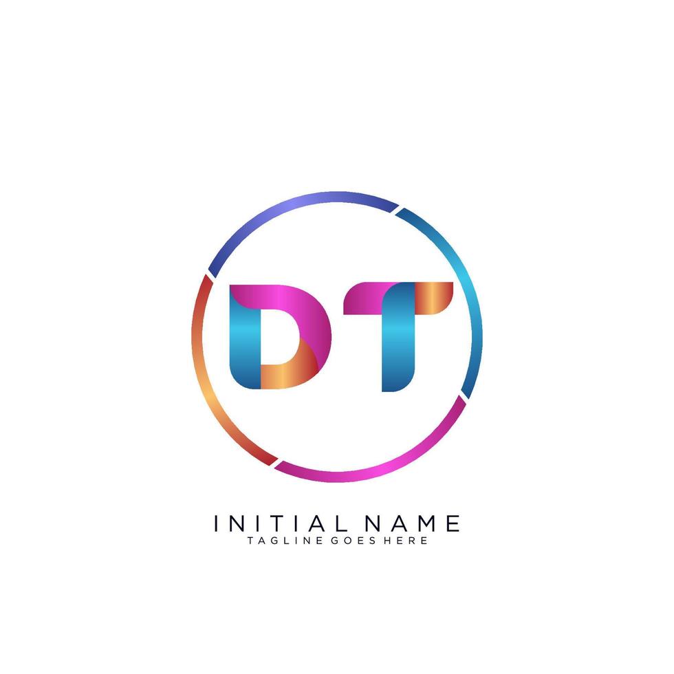 Letter DT colorfull logo premium elegant template vector