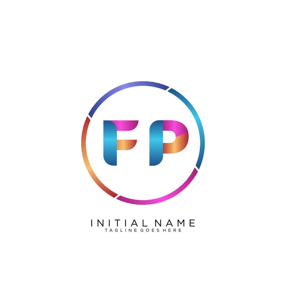 Letter FP colorfull logo premium elegant template vector