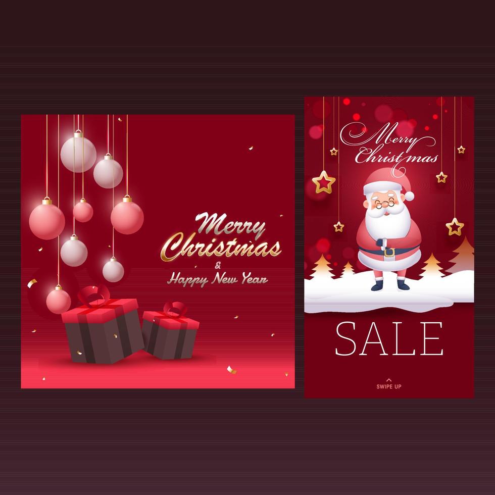 Merry Christmas Happy New Year Poster And Template Design For Advertising. vector