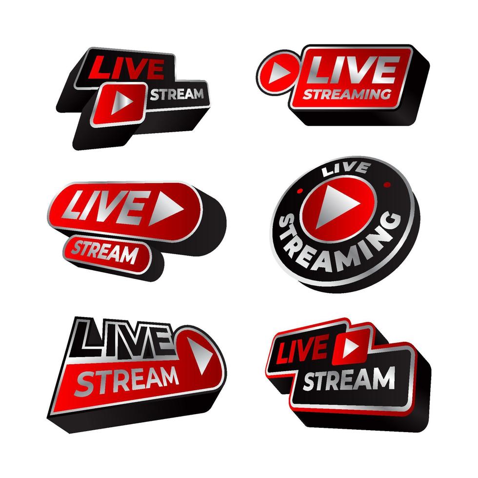 3D Live Streaming Logo Design Set vector