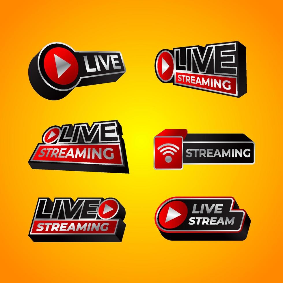 3D General Live Streaming Badges vector