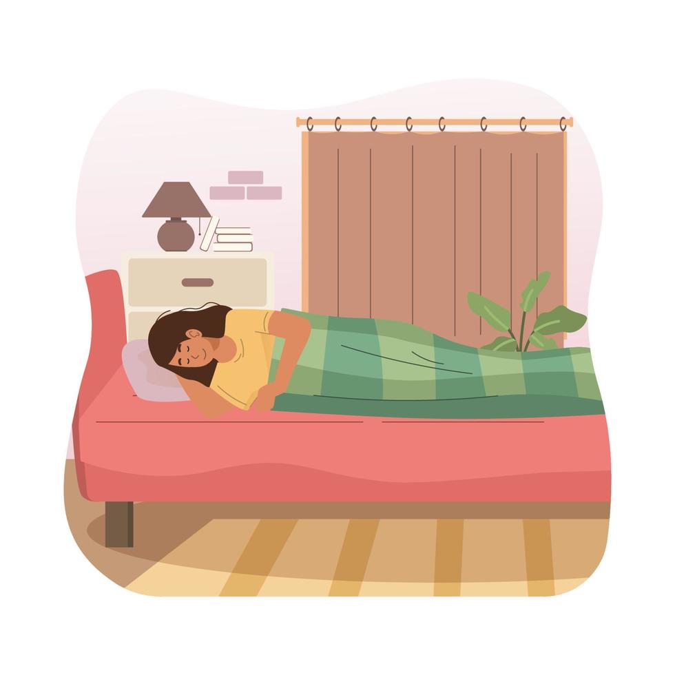 Woman sleeping at home vector