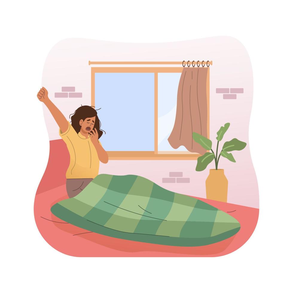 Woman wake up in the morning vector