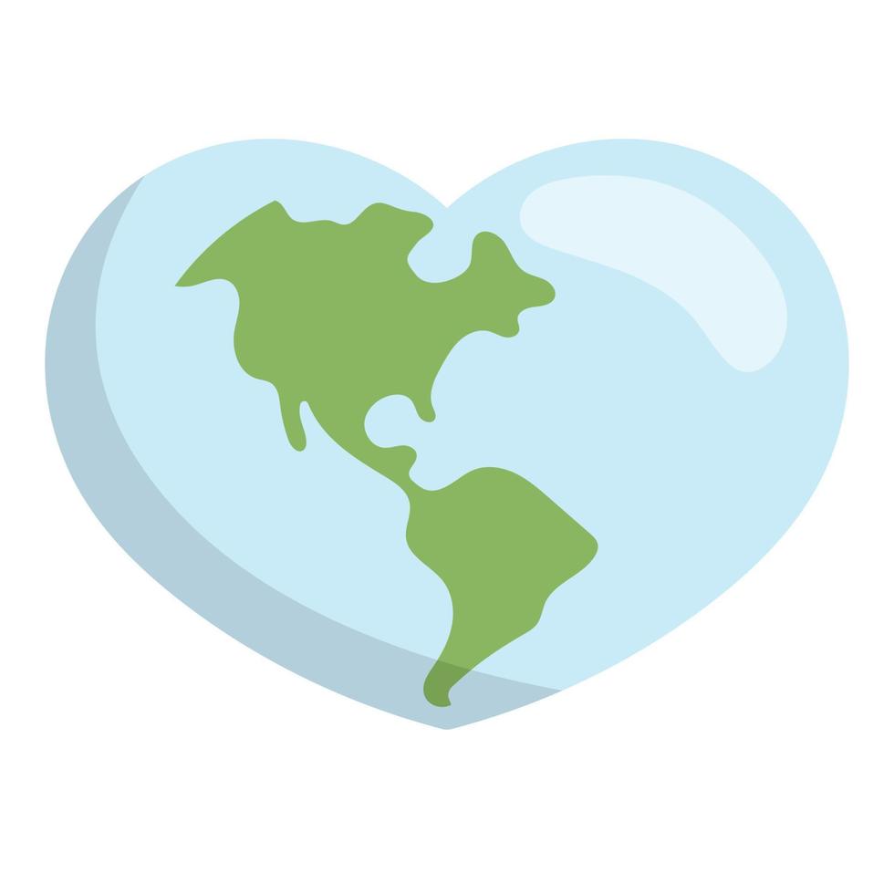 Heart shaped planet earth icon. Eco friendly environmental message. Love map. vector