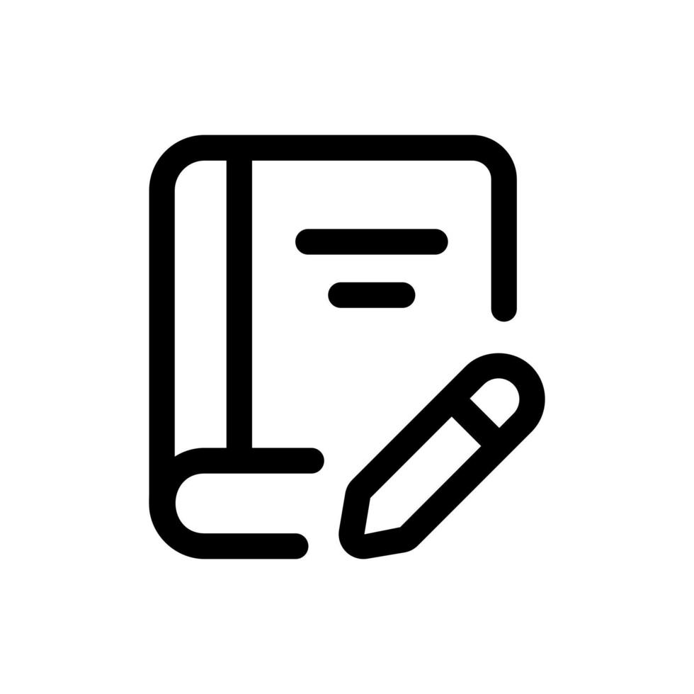 sencillo escribir un libro icono. el icono lata ser usado para sitios web, impresión plantillas, presentación plantillas, ilustraciones, etc vector