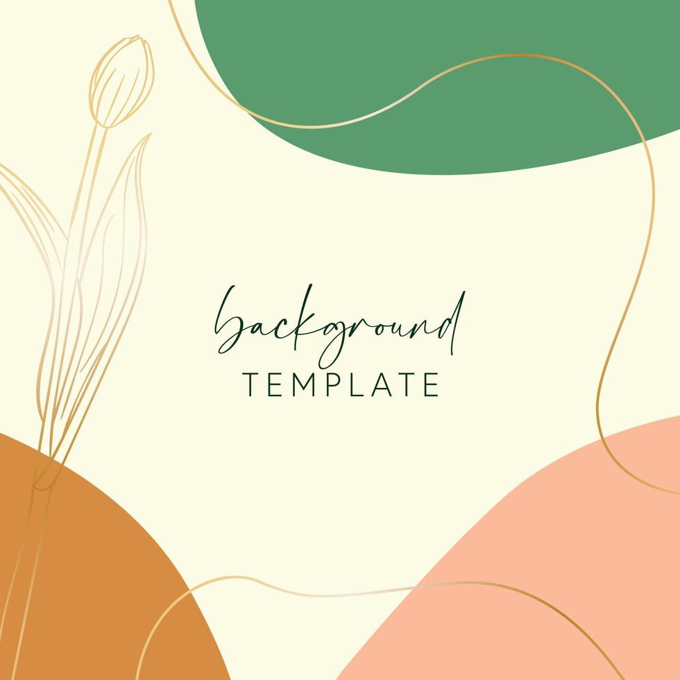 Abstract background vector template with geometric shapes and tulip flower. Good for social media posts, mobile apps, banner designs, online promotions and adverts. Floral vector background.