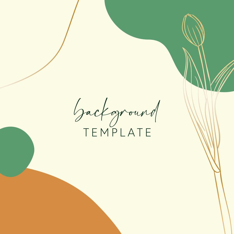 Abstract background vector template with geometric shapes and tulip flower. Good for social media posts, mobile apps, banner designs, online promotions and adverts. Floral vector background.